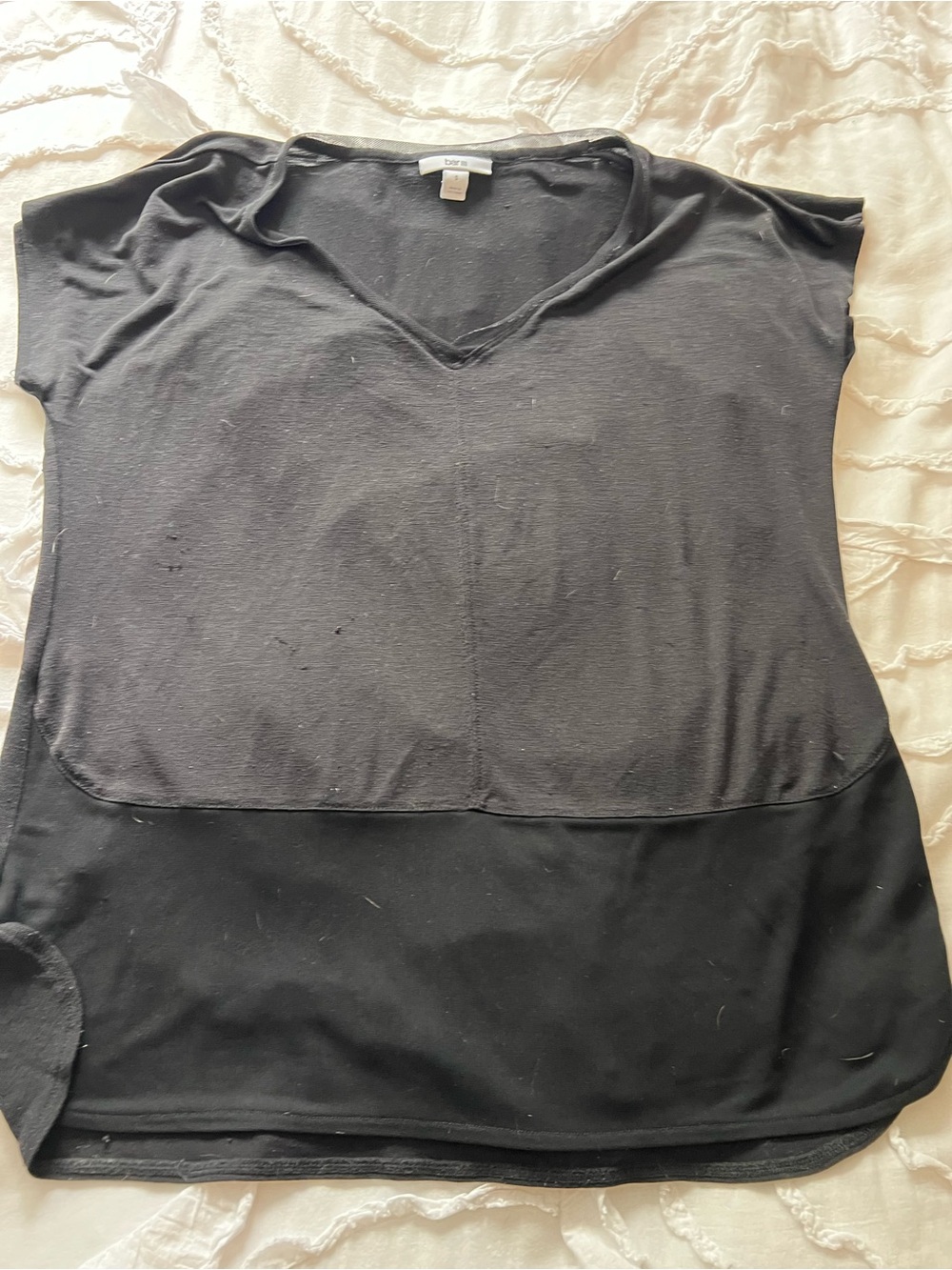 Bar III Black V-Neck Short Sleeve Tunic Top